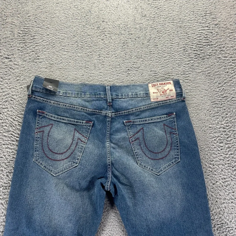 True Religion Ricky Jeans Men 38x34 Blue Cotton Denim Straight Relaxed Fit Faded